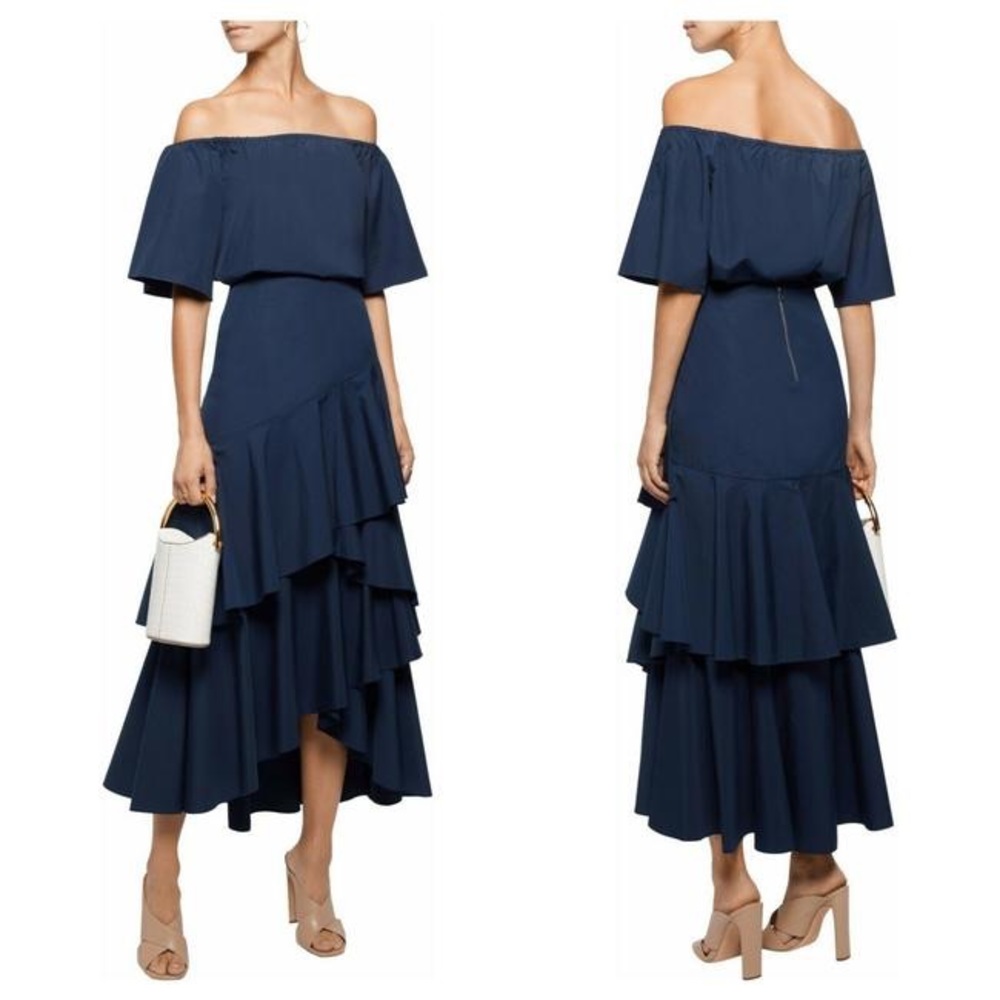 NWT Alice + Olivia hi-low ruffle blue skirt
